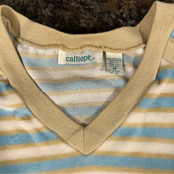 Vintage Calliope Velour Sweater 70s 80s Made in Korea Medium Striped Womens - Picture 6 of 7